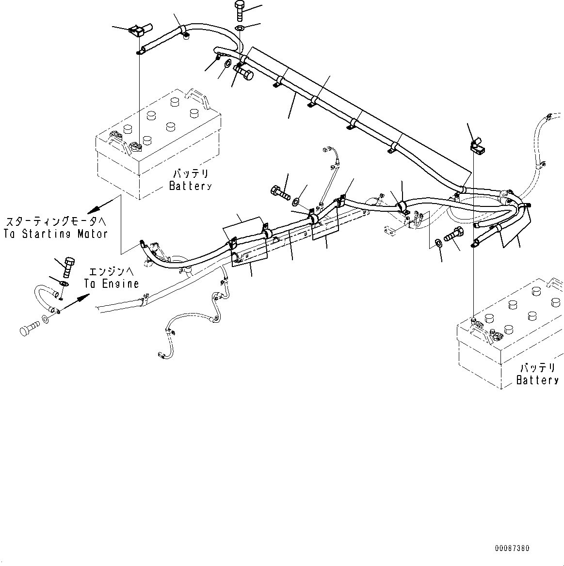 Wheel Loaders Komatsu / WA600-6 S/N 60638-UP(0000455c) / Rear Electric Wiring Harness, Battery Cable (#60638-)(E010002 : E0202-002002)