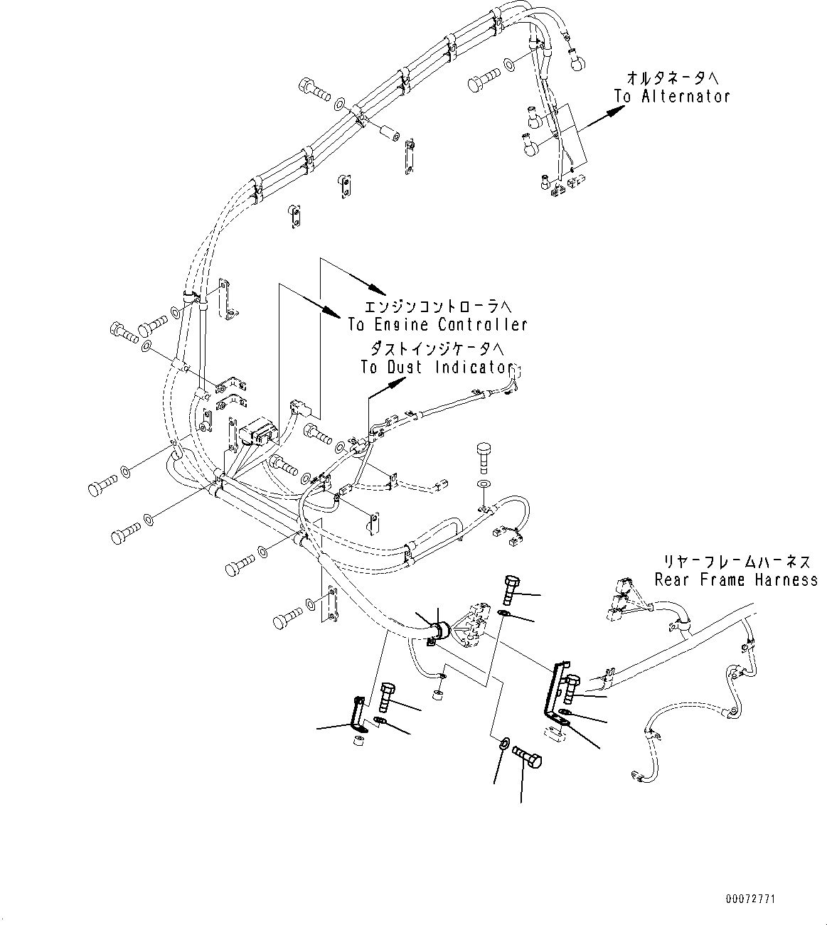 Wheel Loaders Komatsu / WA600-6 S/N 60638-UP(0000455c) / Rear Electric Wiring Harness, Mounting (#60638-)(E011003 : E0202-003003)