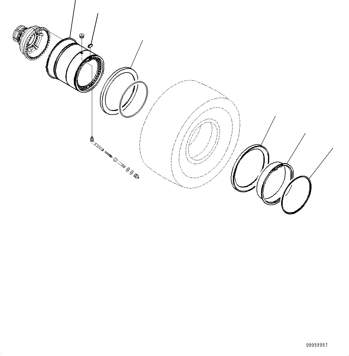 Wheel Loaders Komatsu / WA600-6 S/N 60638-UP(0000455c) / Rim (#60638-)(S002001 : S0110-001001)