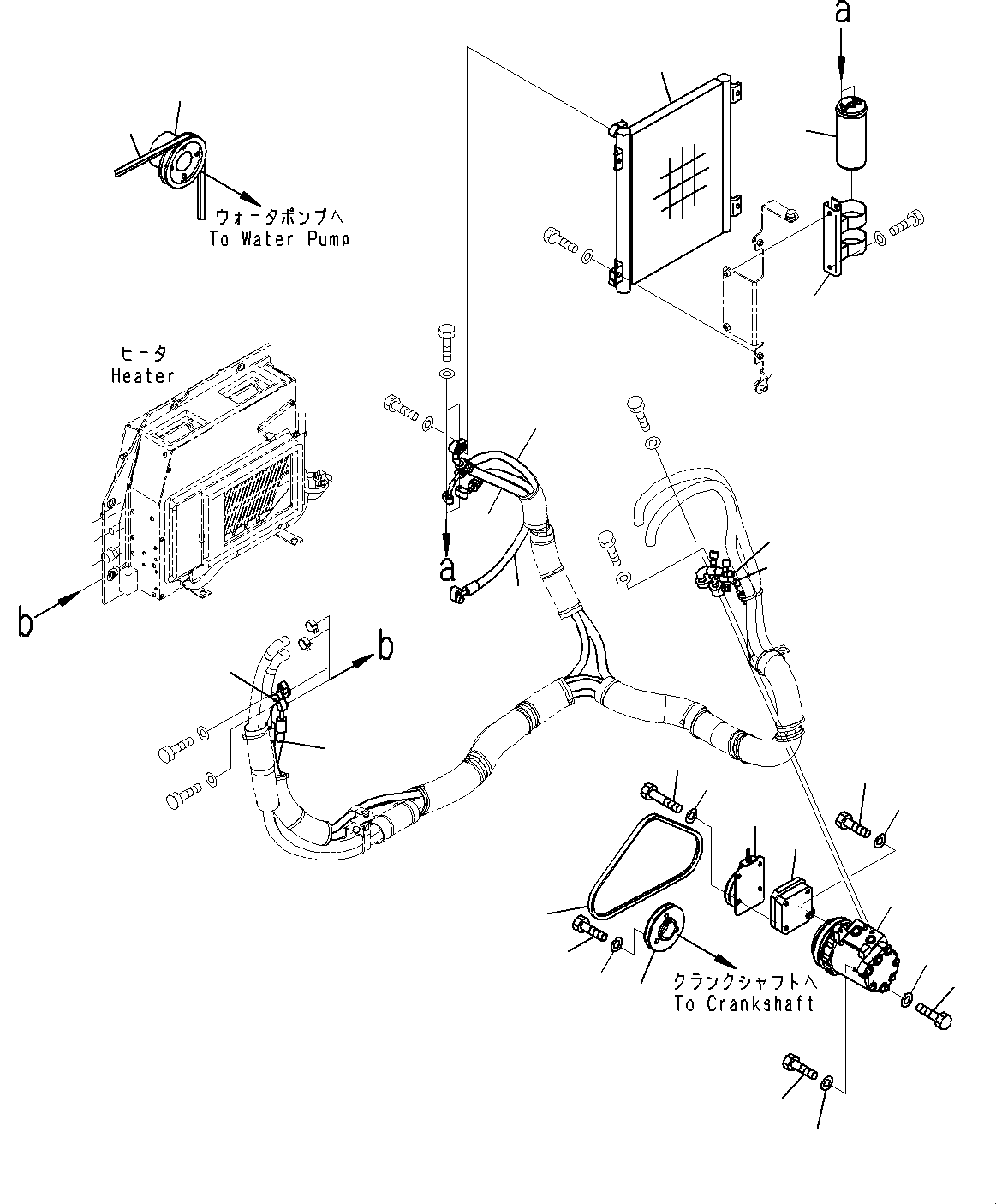 Excavators Komatsu / PC35MR-3 S/N 16595-UP(0000460c) / Engine Unit, Air Conditioner Piping (#19179-)(B007014 : B9999-019014)