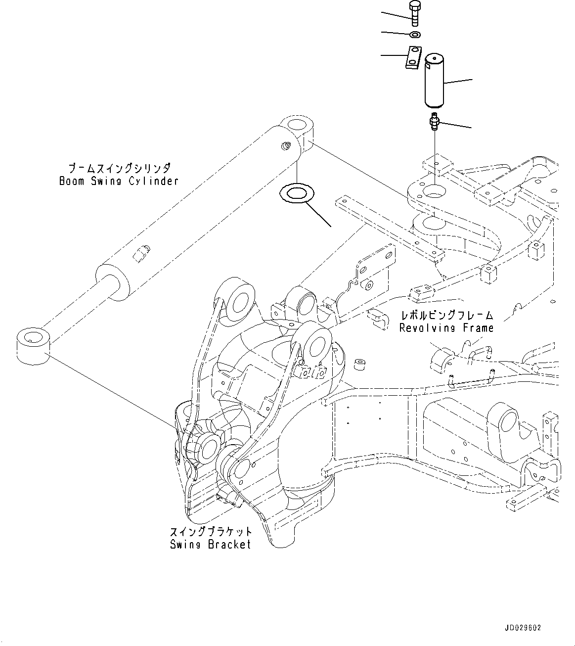 Excavators Komatsu / PC35MR-3 S/N 16595-UP(0000460c) / Boom Swing Cylinder, Mounting (#16595-)(J007002 : J1220-001002)