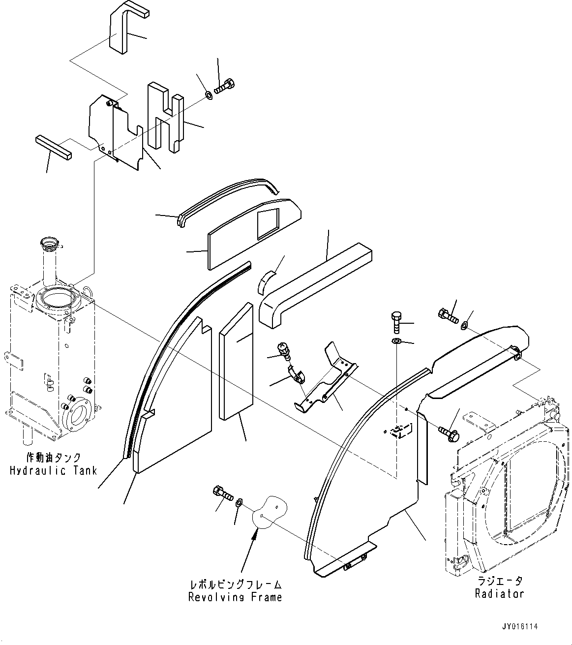 Excavators Komatsu / PC35MR-3 S/N 16595-UP(0000460c) / Right Side Cover, Cover (2/2) (#16501-16730)(M015002 : M1140-007002)