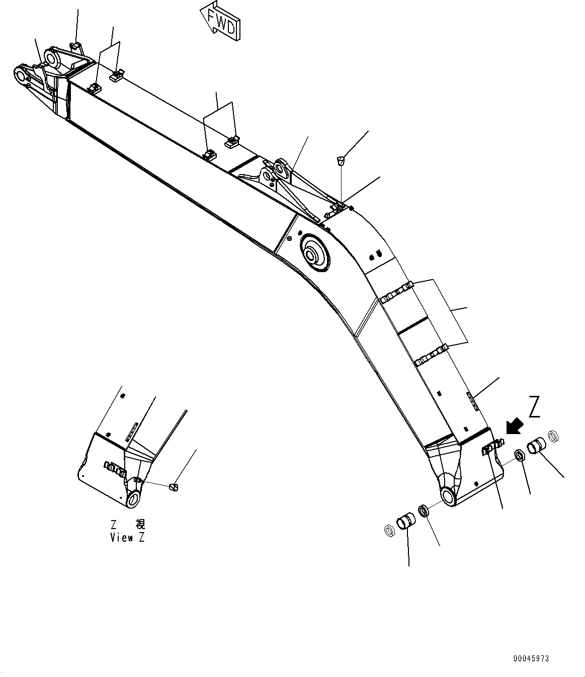 Excavators Komatsu / PC220-8 S/N 85001-UP(0000463c) / Boom, Boom and Bushing (#85001-)(T009001 : T1110-012001)