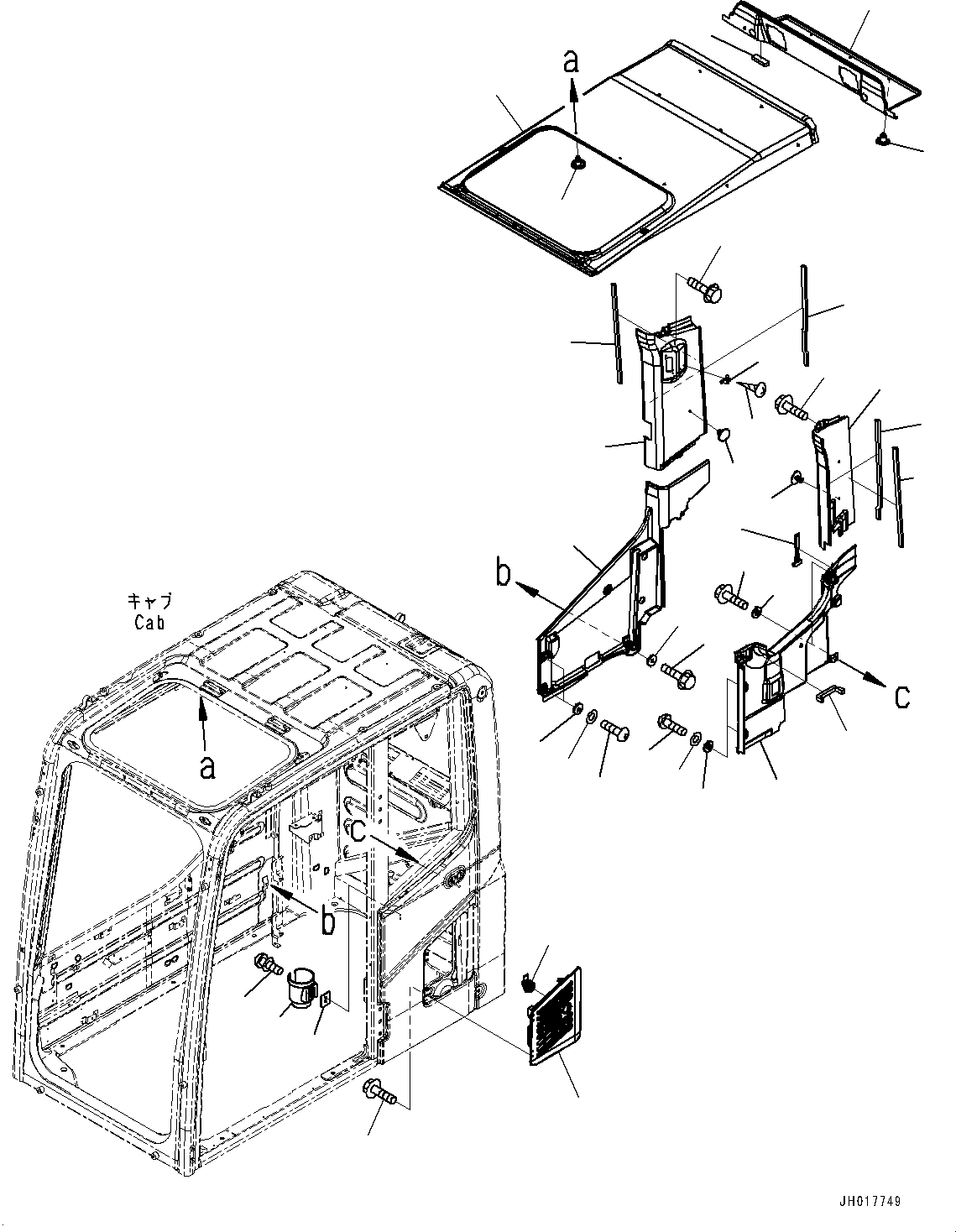 Excavators Komatsu / PC220LC-8 S/N 85001-UP(0000464c) / Cab, Roof Cover and Air Intake (#85713-)(K035017 : K1110-129011A)