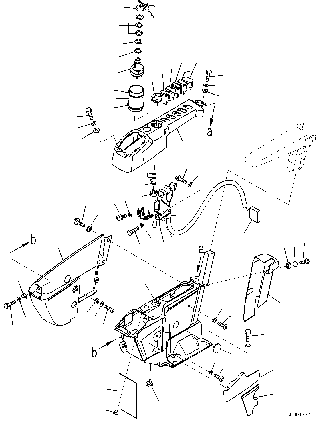 Excavators Komatsu / PC220LC-8 S/N 85001-UP(0000464c) / Cab, Floor, Console, R.H. (#85001-)(K049050 : K1110-154043)