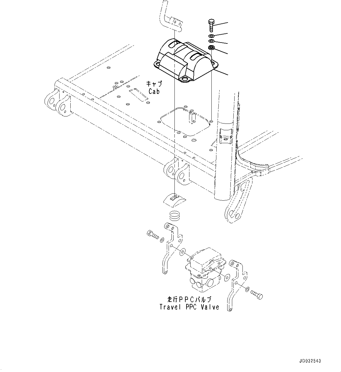 Excavators Komatsu / PC30MR-3 S/N 32725-UP (EU Spec.)(0000466c) / Cab, Floor, Travel Control (#33501-)(K004011 : K0210-063011)