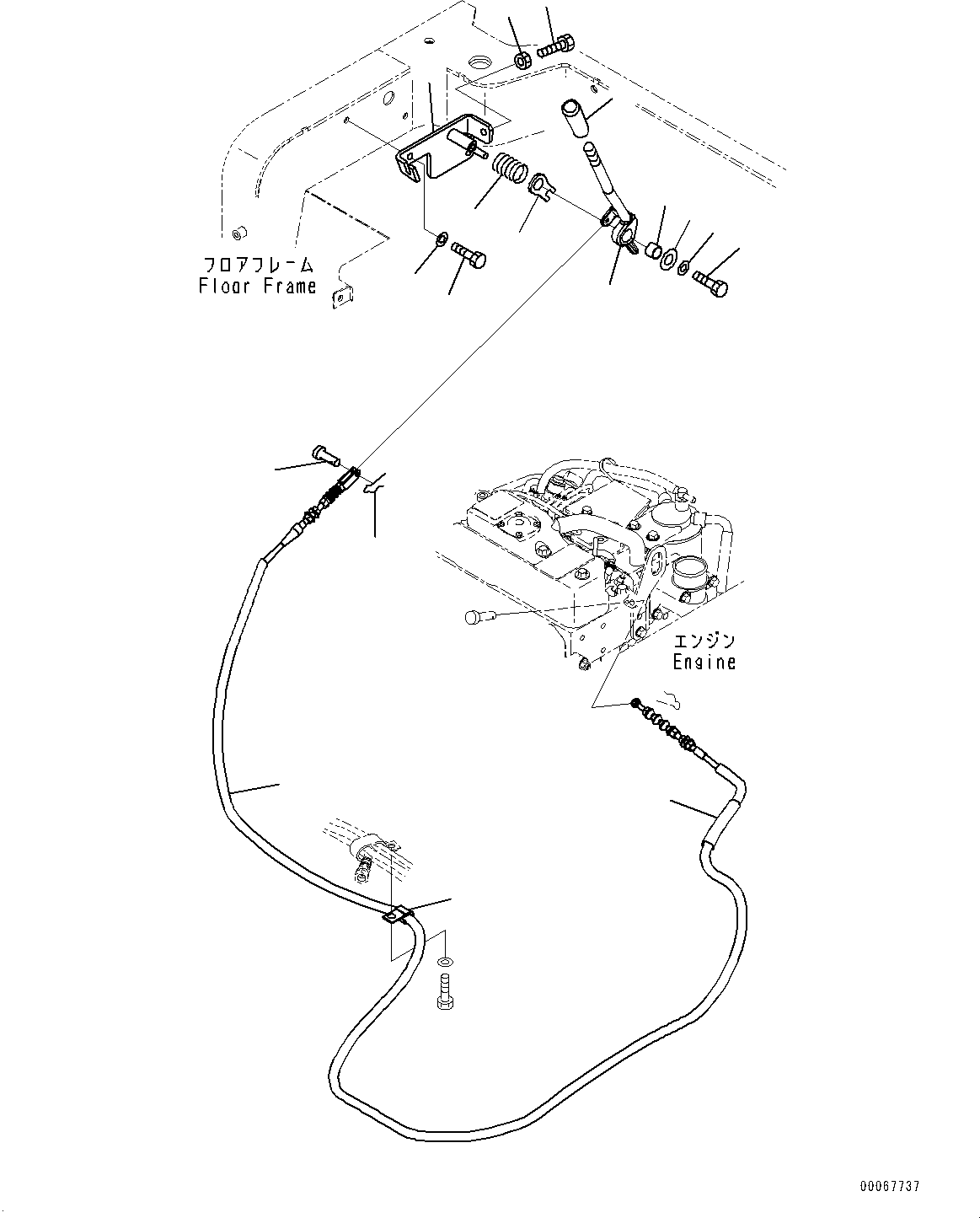 Excavators Komatsu / PC30MR-3 S/N 32725-UP (EU Spec.)(0000466c) / Floor Frame, Fuel Control Lever (#32725-33500)(K049014 : K1110-013014)