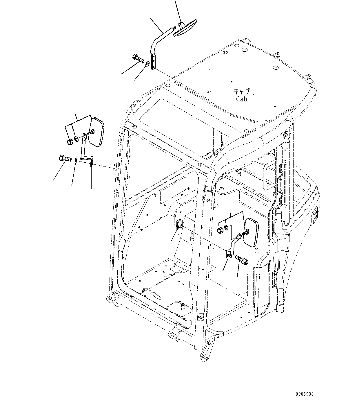 Excavators Komatsu / PC30MR-3 S/N 32725-UP (EU Spec.)(0000466c) / Cab, Rearview Mirror (#34950-)(K028041 : K0210-069041)