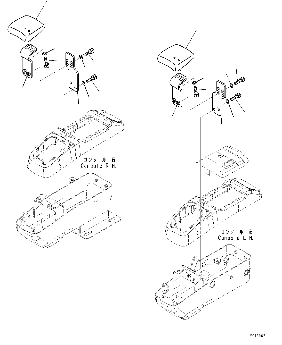 Excavators Komatsu / PC30MR-3 S/N 32725-UP (EU Spec.)(0000466c) / Floor Frame, Wrist Rest (#33737-)(K045026 : K1110-038023)