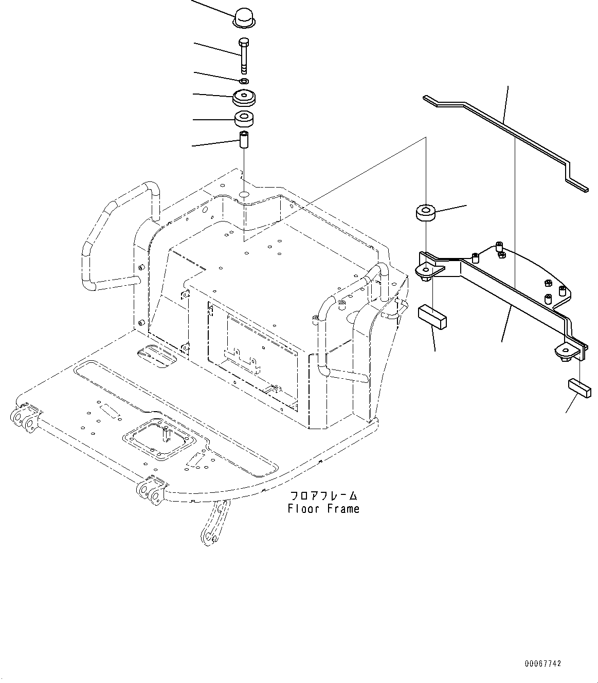 Excavators Komatsu / PC30MR-3 S/N 32725-UP (EU Spec.)(0000466c) / Floor Frame, Mounting (2/2) (#32725-33500)(K047026 : K1110-002026)