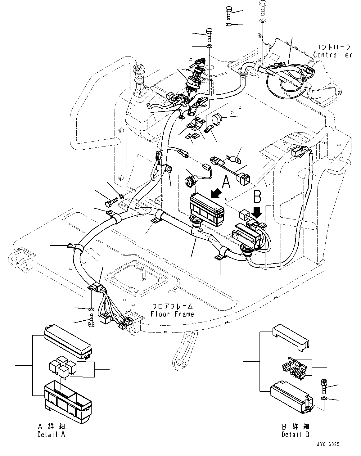 Excavators Komatsu / PC30MR-3 S/N 32725-UP (EU Spec.)(0000466c) / Floor Frame, Wiring Harness (1/2) (#33737-)(K050015 : K1110-039015)