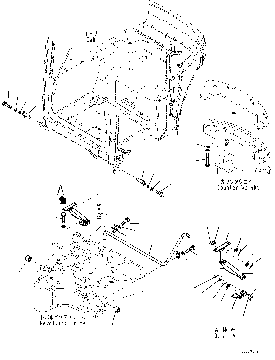 Excavators Komatsu / PC30MR-3 S/N 32725-UP (EU Spec.)(0000466c) / Floor Mounting, Gas Springs Related Parts (#32725-)(K052001 : K1120-002001)