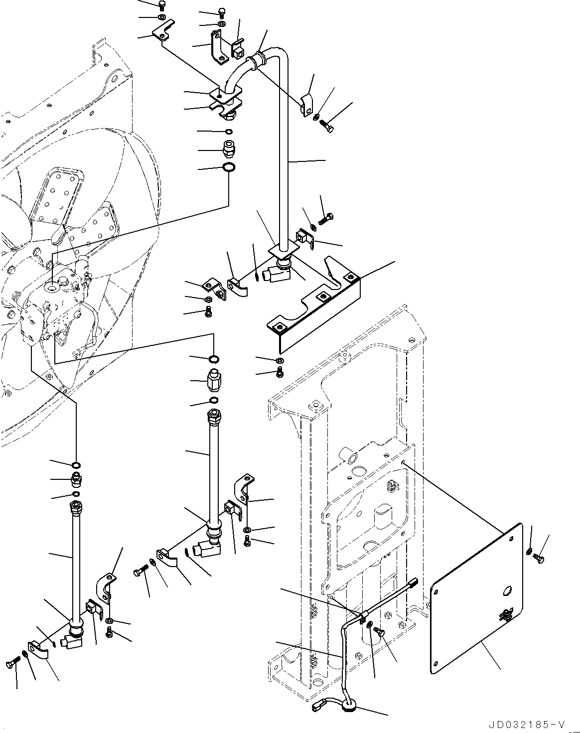 Excavators Komatsu / PC700LC-8E0 S/N 65001-UP(0000485c) / Cooling System, Fan Motor Piping (#65050-)(C001011 : C0100-001010A)