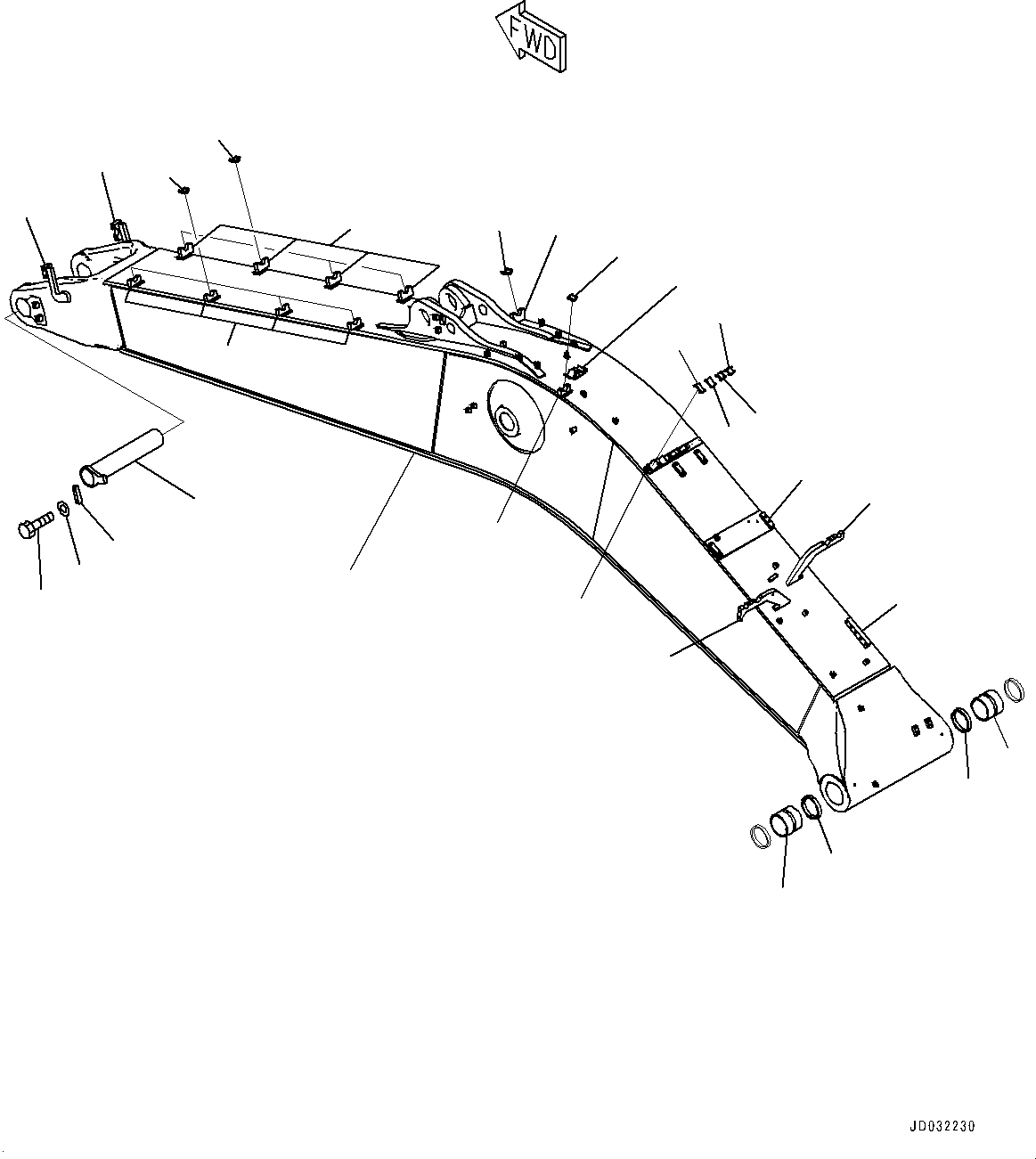 Excavators Komatsu / PC700LC-8E0 S/N 65001-UP(0000485c) / Boom, Boom and Top Pin (#65001-)(T003001 : T1110-005001)