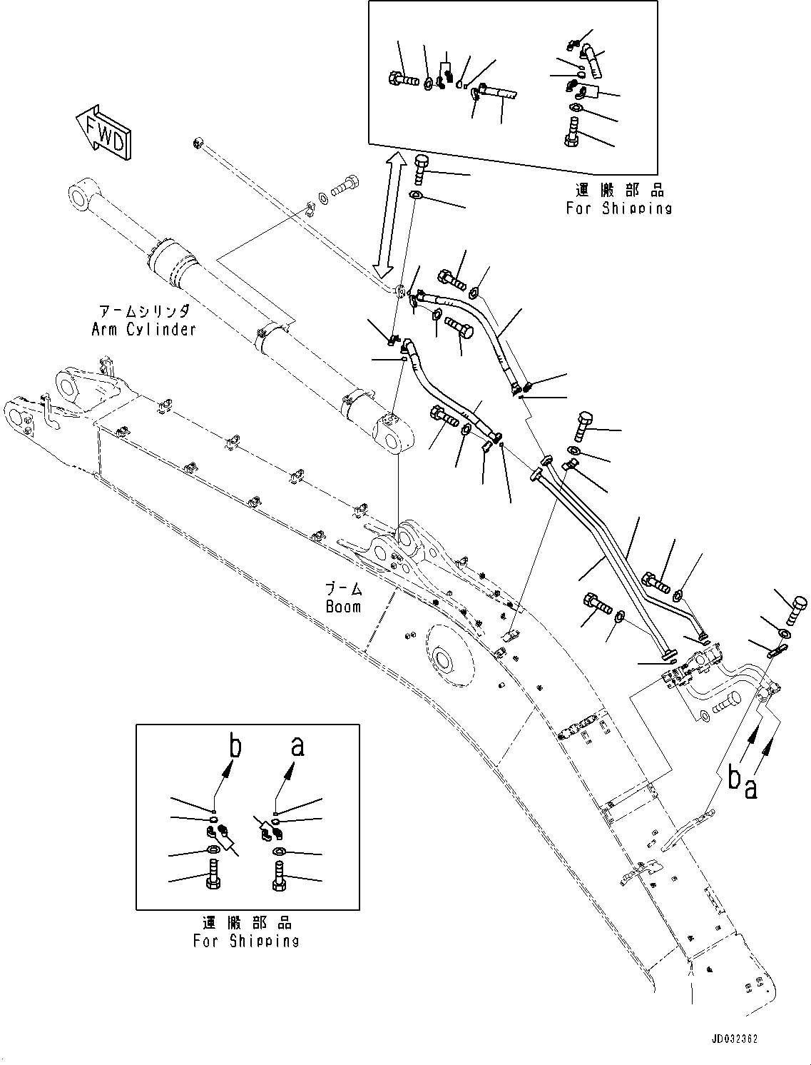 Excavators Komatsu / PC700LC-8E0 S/N 65001-UP(0000485c) / Boom, Arm Cylinder Piping (1/3) (#65001-)(T010002 : T1110-003002)