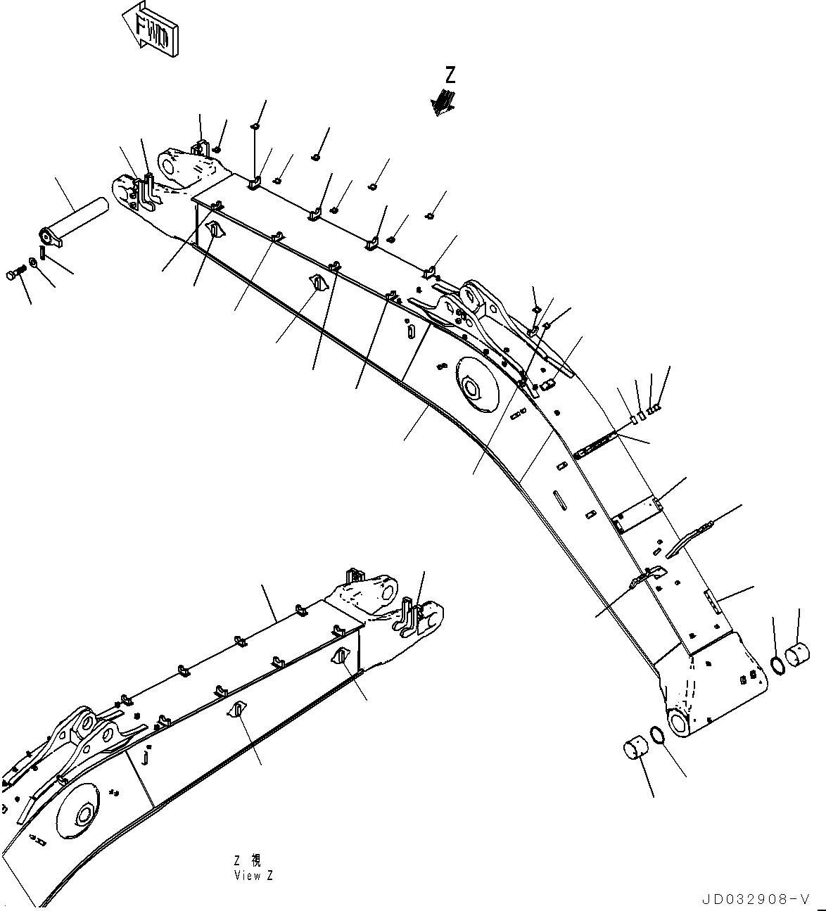Excavators Komatsu / PC700LC-8E0 S/N 65001-UP(0000485c) / Boom, Boom and Top Pin (#65001-)(T005001 : T1110-007001)