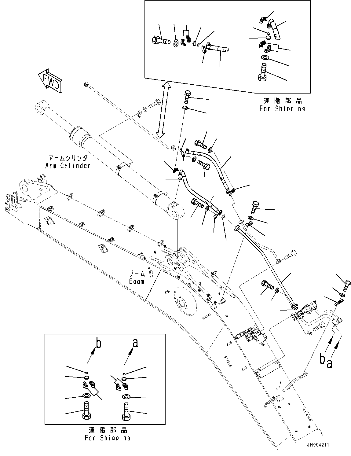 Excavators Komatsu / PC700LC-8E0 S/N 65001-UP(0000485c) / Boom, Arm Cylinder Piping (1/5) (#65001-)(T007002 : T1110-010002)
