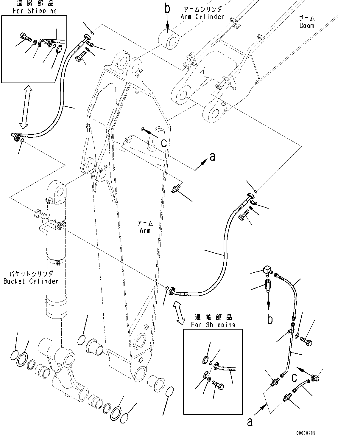 Excavators Komatsu / PC700LC-8E0 S/N 65001-UP(0000485c) / Arm, Bucket Cylinder Piping (#65001-)(T015004 : T1200-006004)