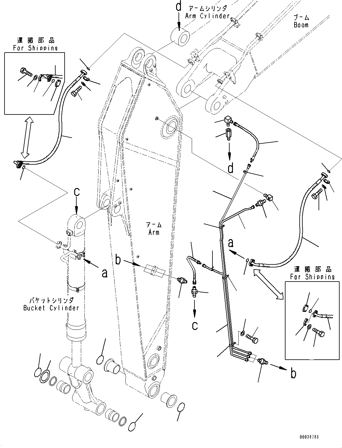 Excavators Komatsu / PC700LC-8E0 S/N 65001-UP(0000485c) / Arm, Bucket Cylinder Piping (#65001-)(T018004 : T1200-009004)
