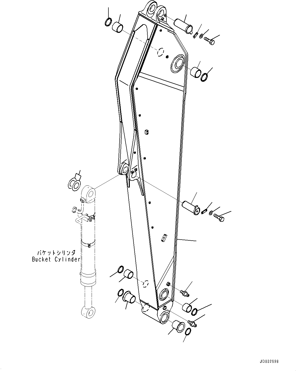 Excavators Komatsu / PC700LC-8E0 S/N 65001-UP(0000485c) / Arm, Arm and Pin (#65001-)(T019001 : T1200-010001)