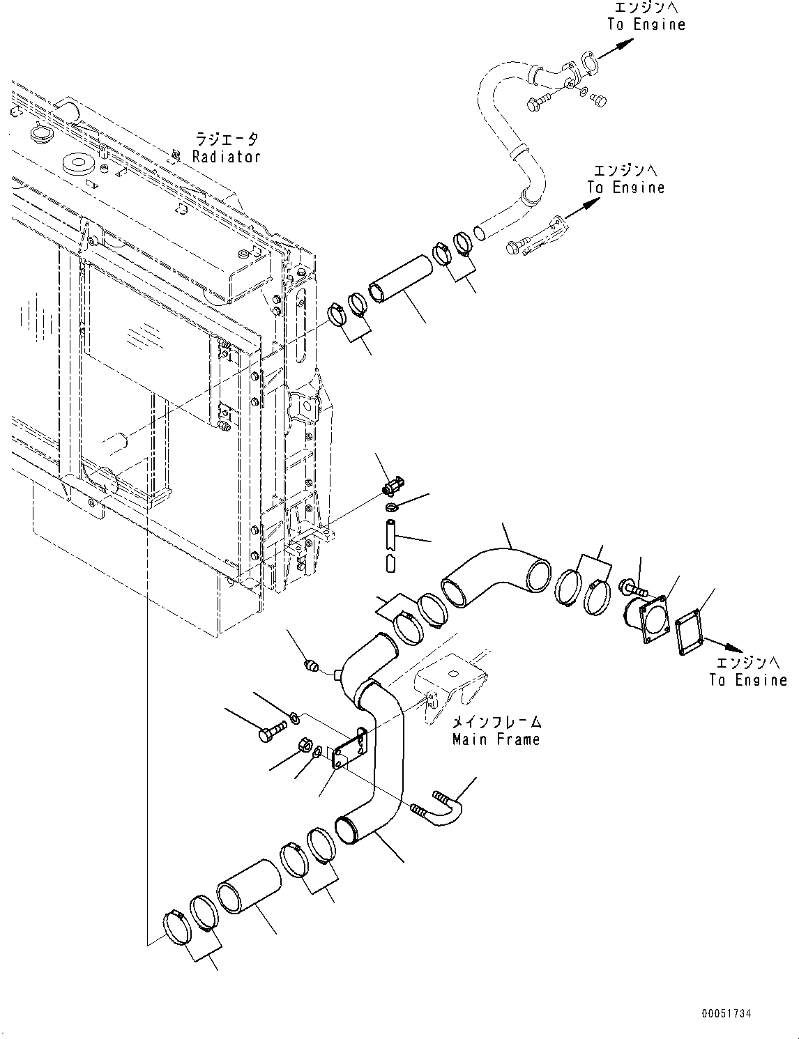 Dump Trucks Komatsu / HD405-7 S/N 7594-UP(0000492c) / Coolant Piping, Lower (#7590-7753)(C006002 : C0120-001002)