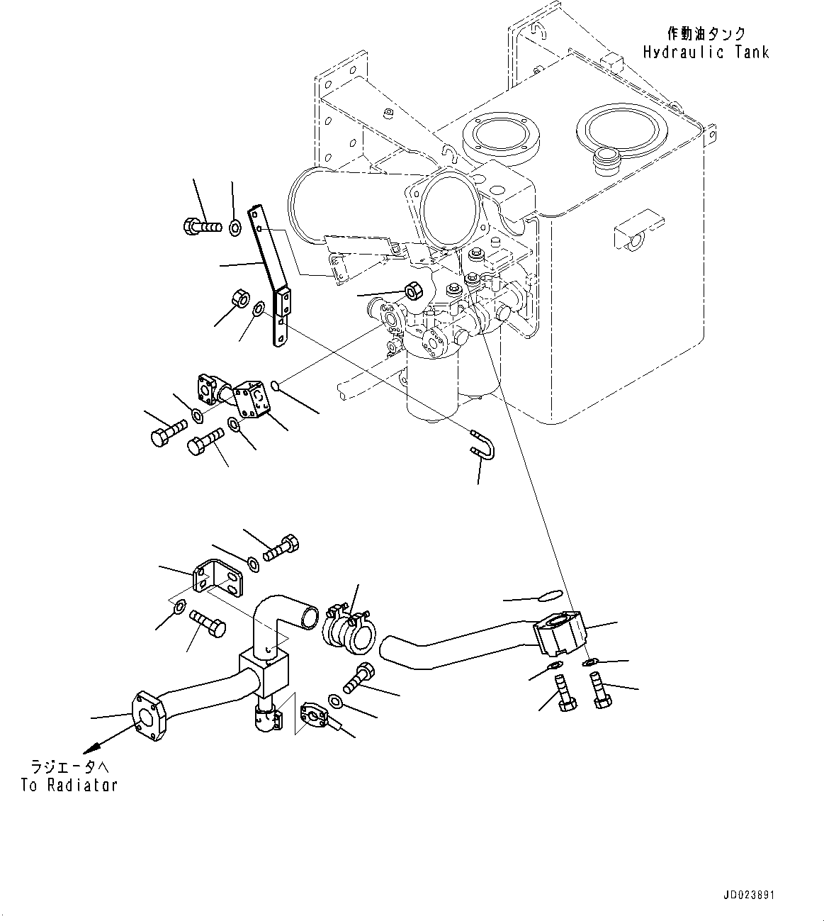Dump Trucks Komatsu / HD405-7 S/N 7594-UP(0000492c) / Hydraulic Tank, Brake Piping (1/2) (#7758-)(H001021 : H0150-005021)