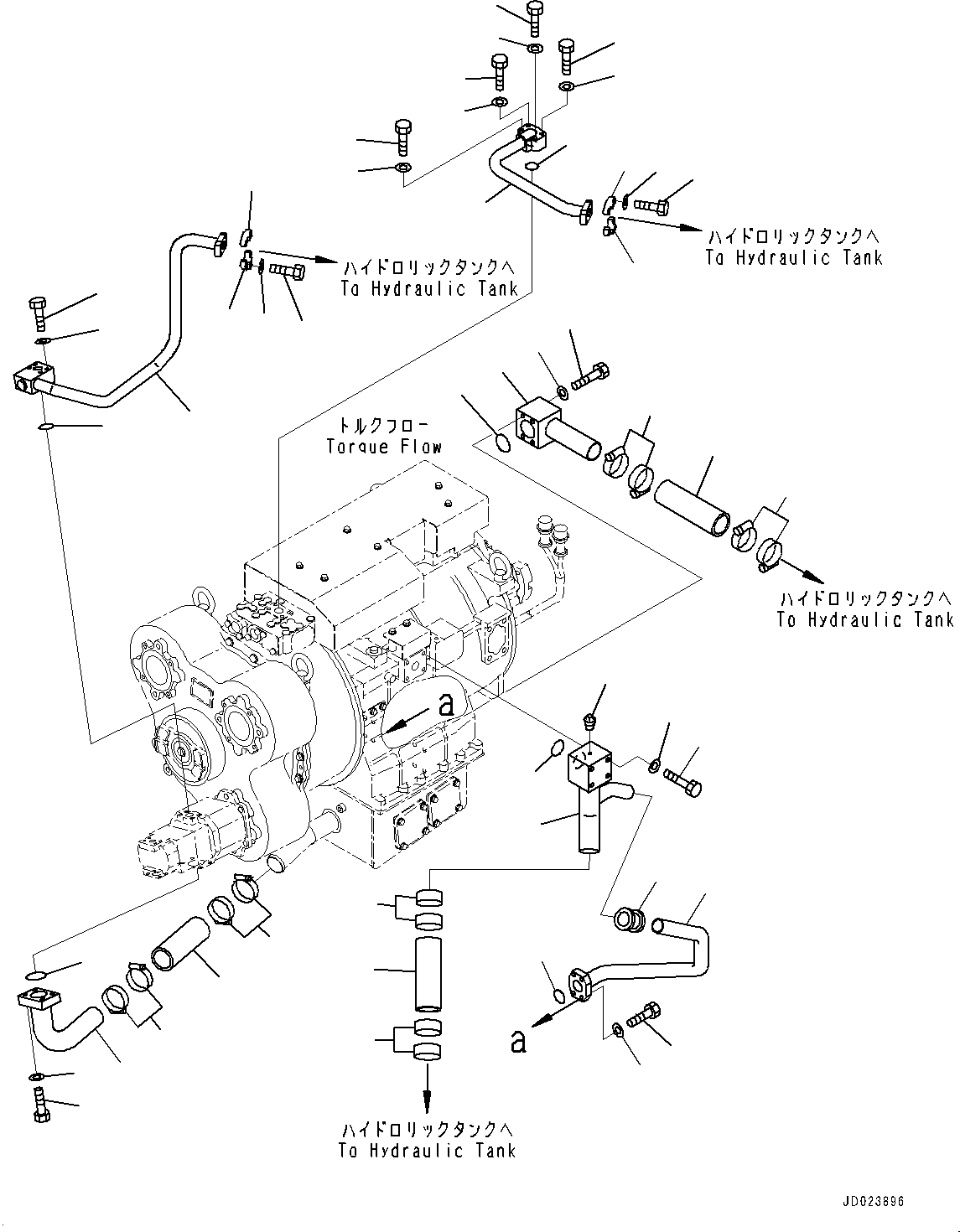 Dump Trucks Komatsu / HD405-7 S/N 7594-UP(0000492c) / Transmission Piping, Piping (#7590-)(H011001 : H3510-001001)
