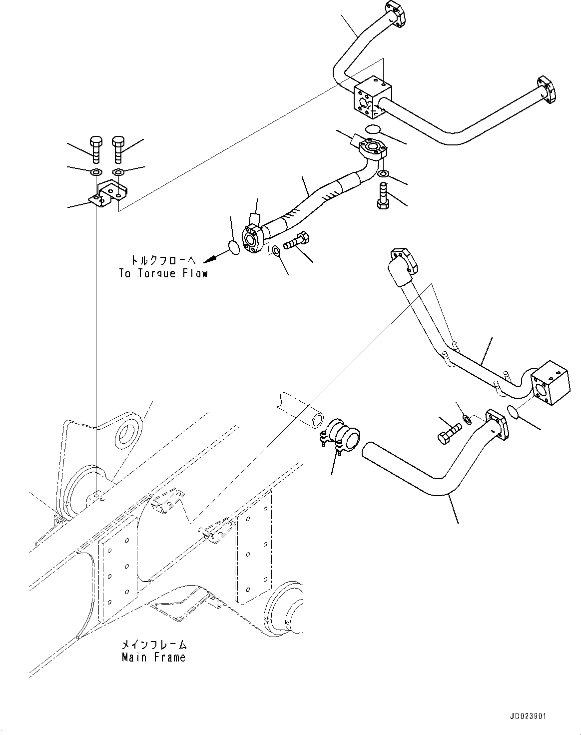 Dump Trucks Komatsu / HD405-7 S/N 7594-UP(0000492c) / Brake Oil Cooling Piping, Piping (1/2) (#7758-)(H012001 : H3511-002001)