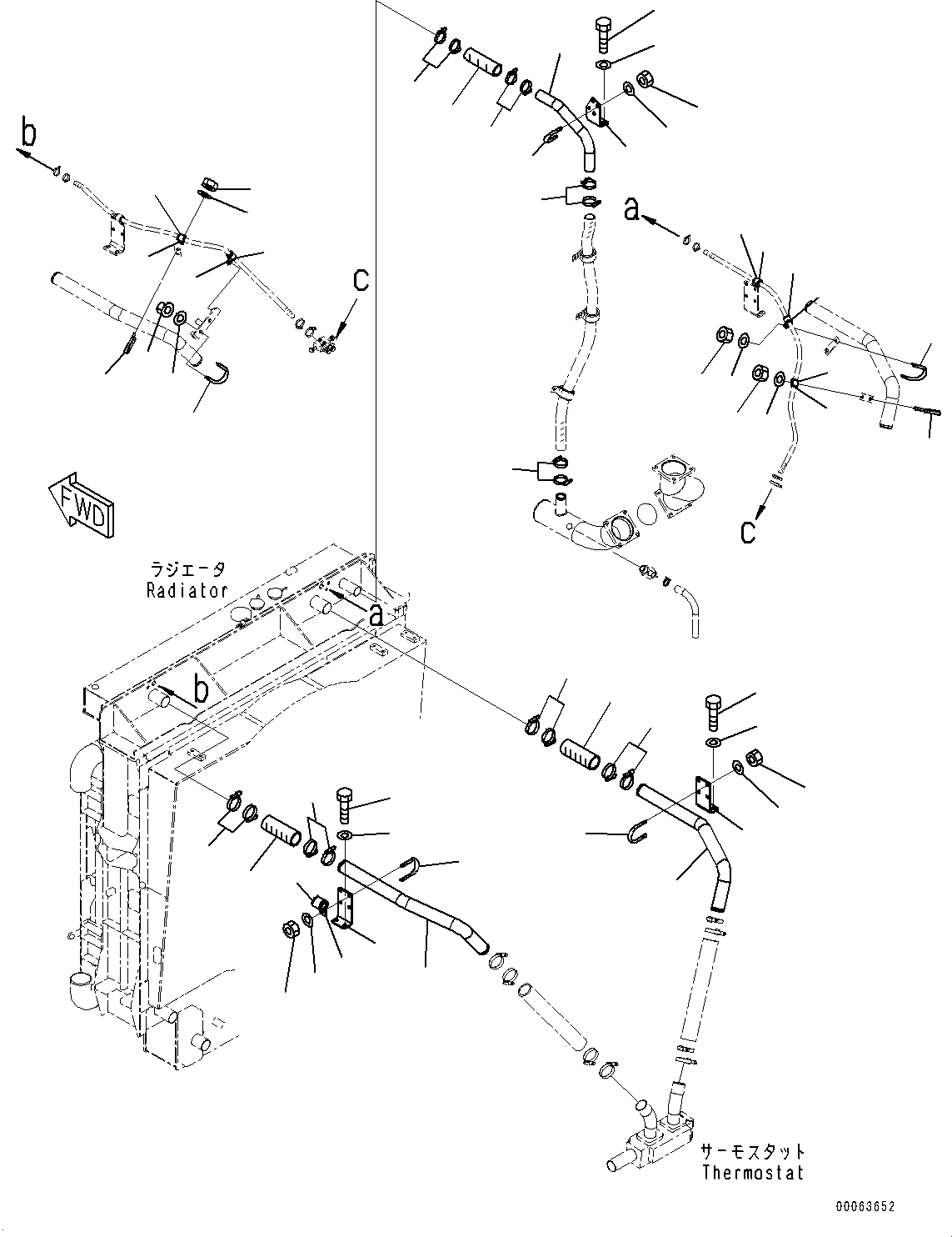 Dump Trucks Komatsu / HD785-7 S/N 8393-UP (-40 deg C Spec.)(0000499C) / Cooling System, Coolant Piping (1/3) (#8393-)(C001005 : C0110-013005)