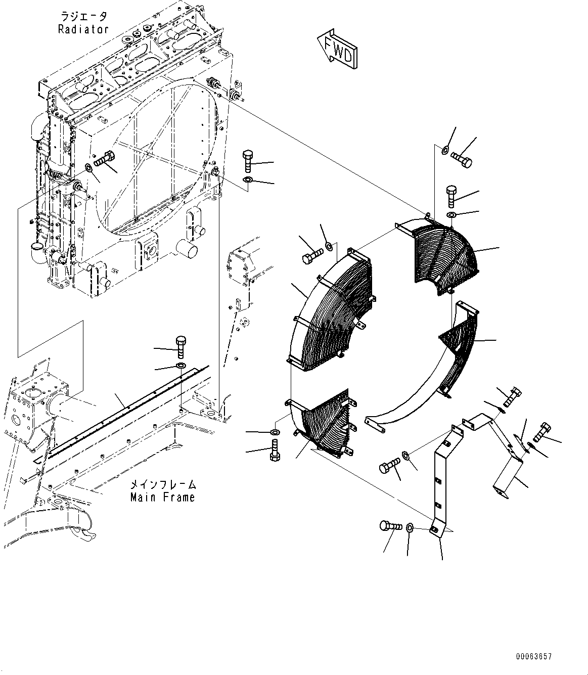 Dump Trucks Komatsu / HD785-7 S/N 8393-UP (-40 deg C Spec.)(0000499C) / Cooling System, Fan Net (#8393-)(C001011 : C0110-013011)