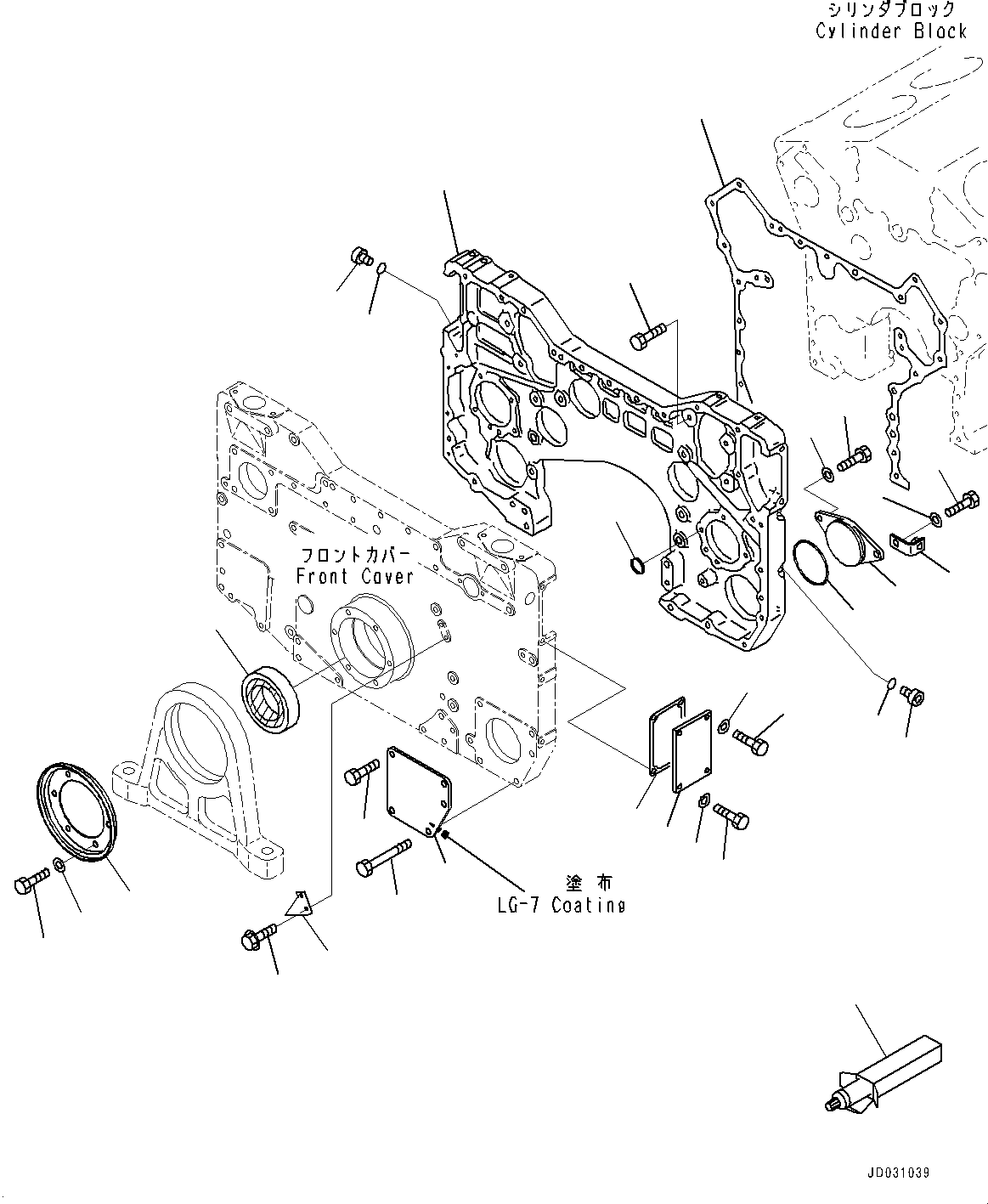 Engines Komatsu / SAA12V140E-3B S/N 502254-505076 (For HD785-7)(0000502C) / Front Gear Case Cover, Accessory Parts (#502254-)(B008001 : A2041-001001)