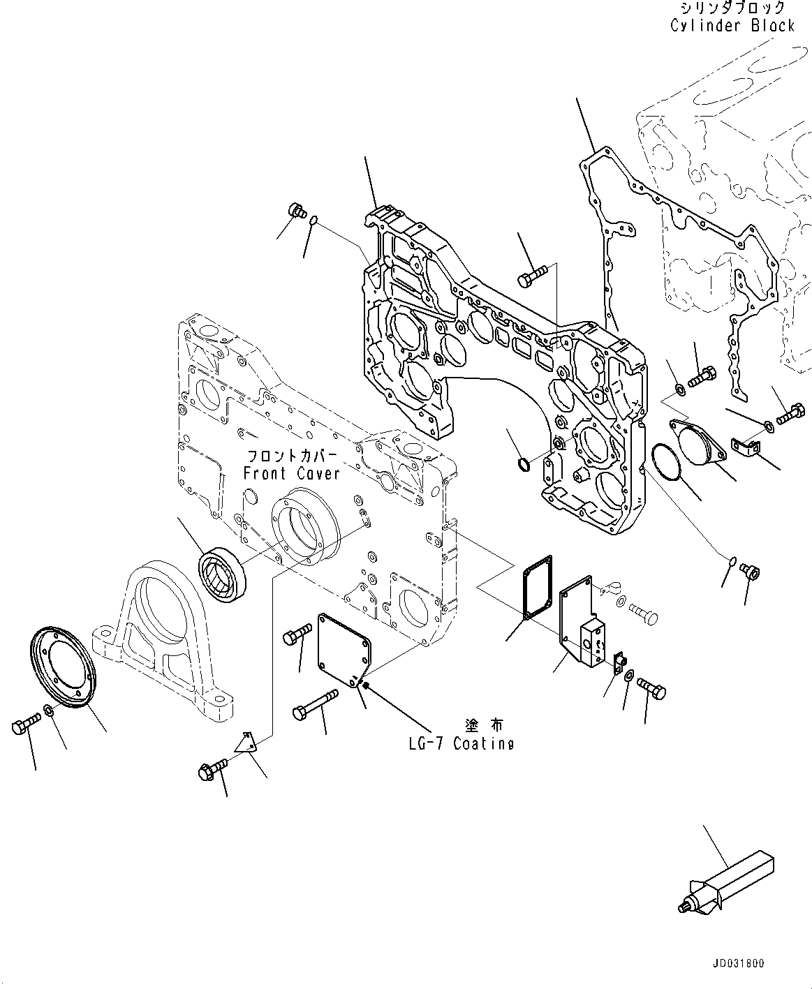Engines Komatsu / SAA12V140E-3B S/N 502254-505076 (For HD785-7)(0000502C) / Front Gear Train Case, Accessory Parts (#502254-)(B006001 : A2041-003001)