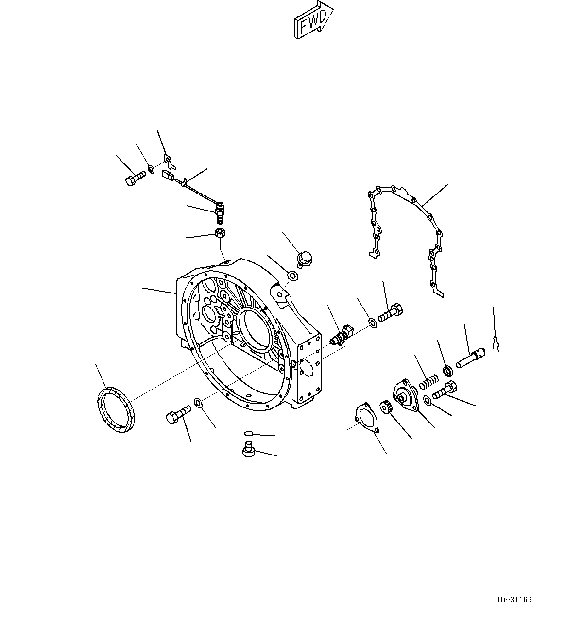 Engines Komatsu / SAA12V140E-3B S/N 502254-505076 (For HD785-7)(0000502C) / Flywheel Housing, With Baring and Revolution Sensor and Pick-up Sensor (#502254-)(B012001 : A2210-002001)