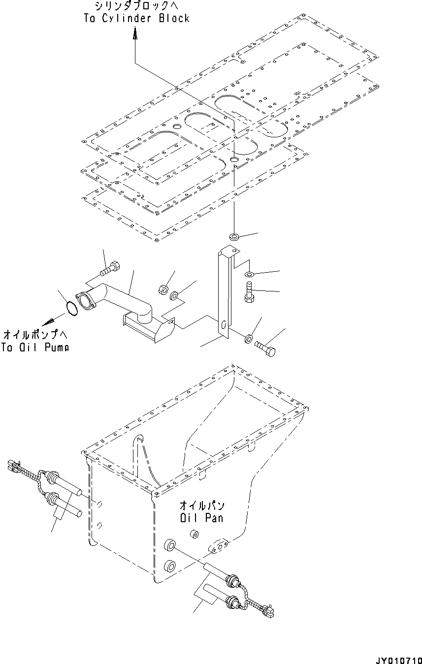 Engines Komatsu / SAA12V140E-3B S/N 502254-505076 (For HD785-7)(0000502C) / Engine Oil Pan, Suction Tube (#502254-)(B015004 : A2110-002004)