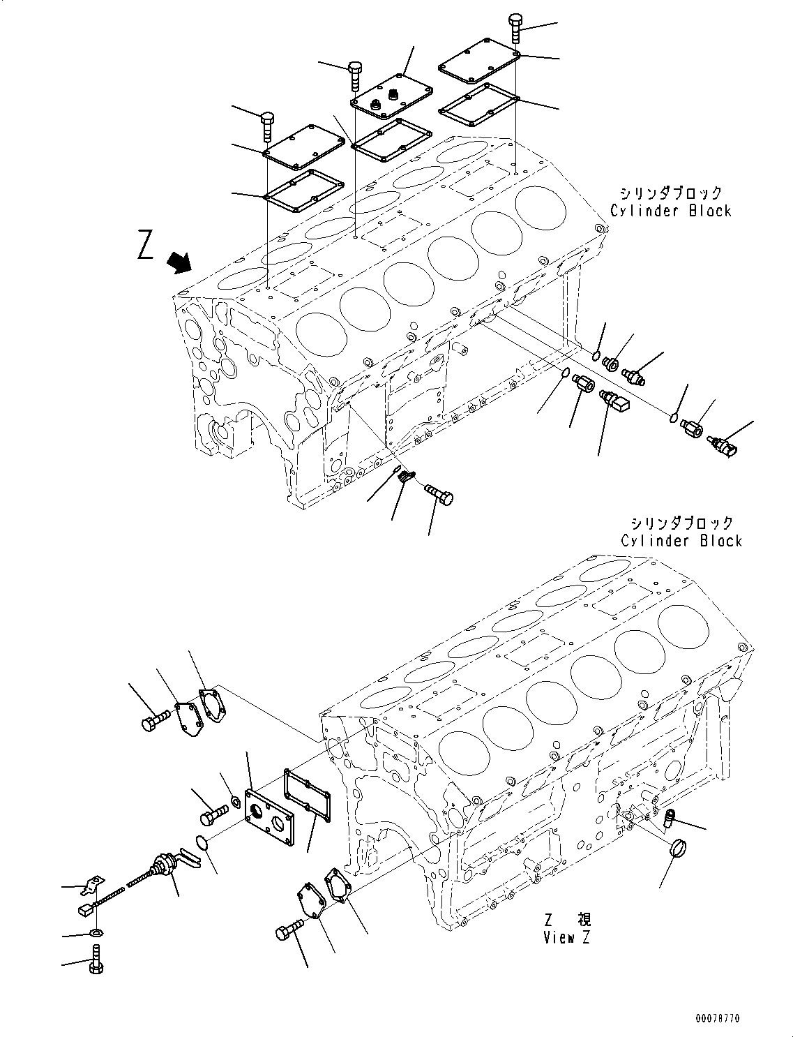 Engines Komatsu / SAA12V140E-3B S/N 502254-505076 (For HD785-7)(0000502C) / Cylinder Block Accessory (#504374-)(B029001 : A2011-008001)