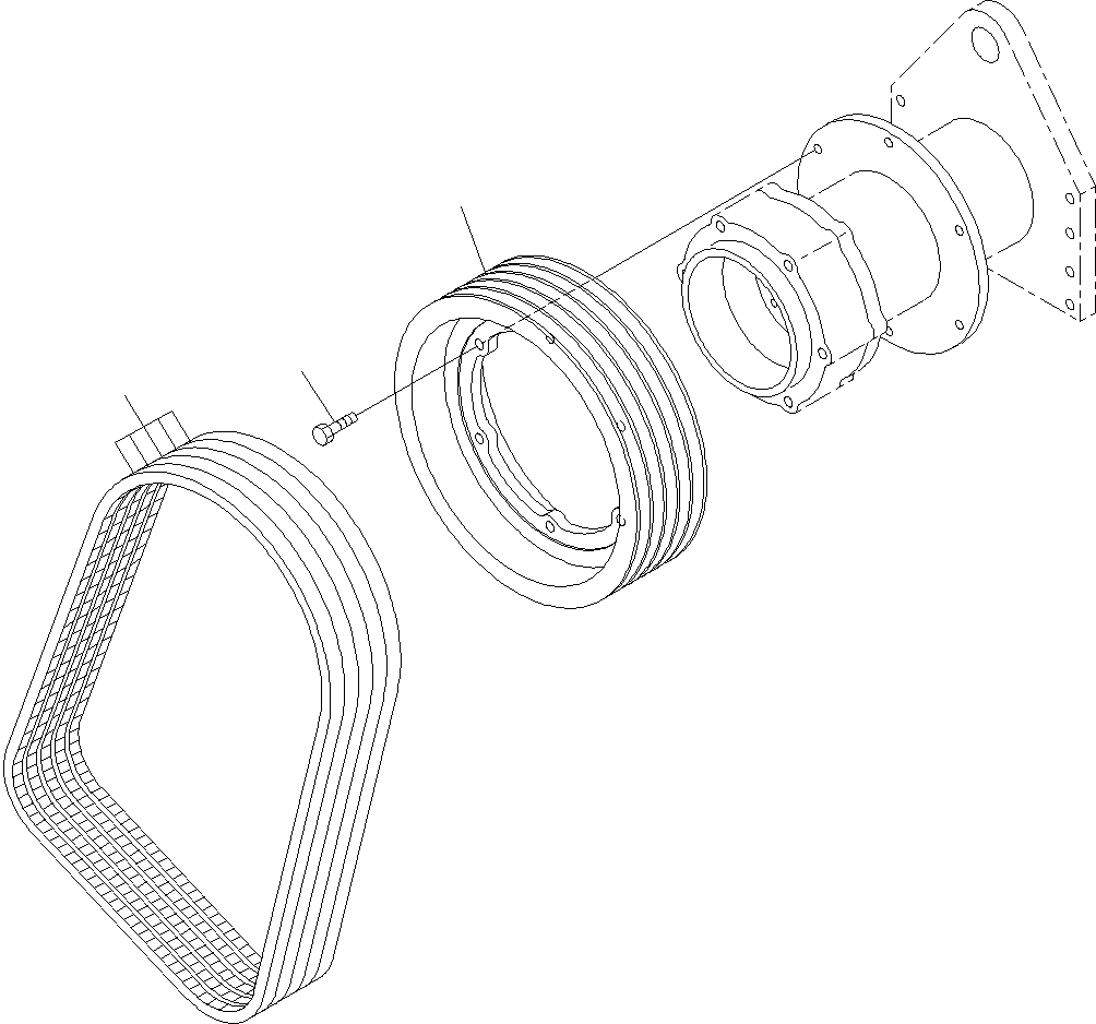 Engines Komatsu / SAA12V140E-3B S/N 502254-505076 (For HD785-7)(0000502C) / Cooling Fan Pulley and Drive Belt (#502395-)(E005001 : A5050-002001)