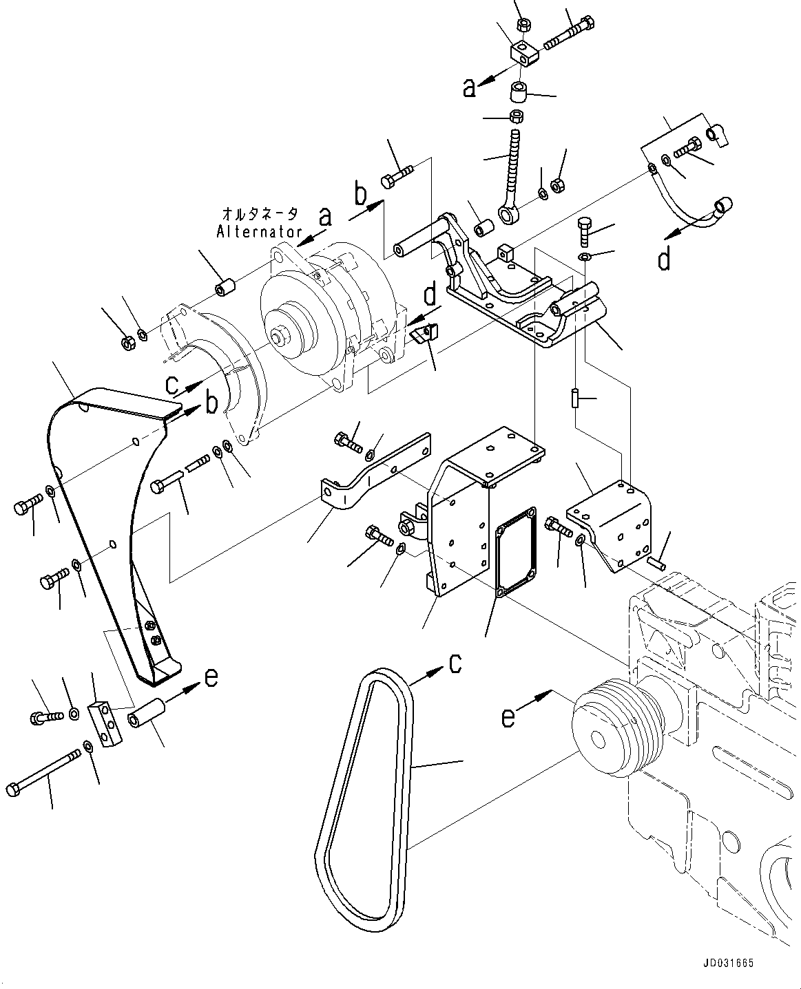 Engines Komatsu / SAA12V140E-3B S/N 502254-505076 (For HD785-7)(0000502C) / Alternator, Alternator and Mounting (#502254-)(F004003 : A6010-002002)
