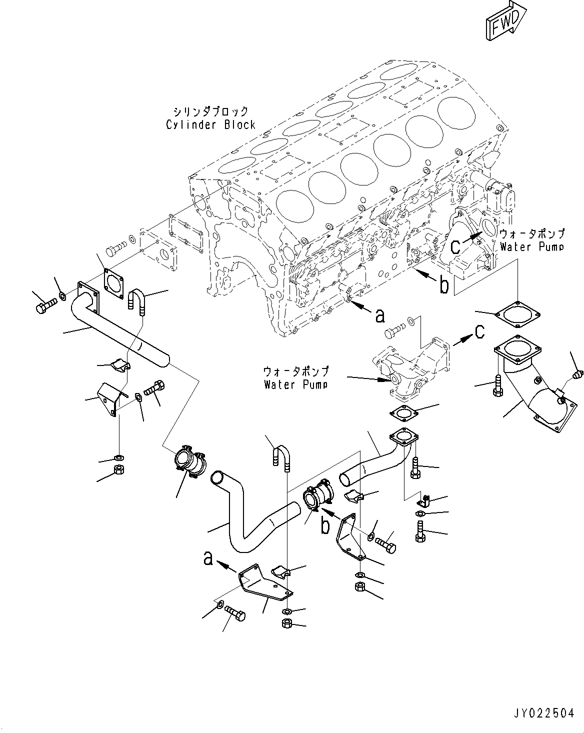 Engines Komatsu / SAA12V140E-3B S/N 502254-505076 (For HD785-7)(0000502C) / Water Pump, Bypass Tube (#502254-)(E012003 : A5010-003002)