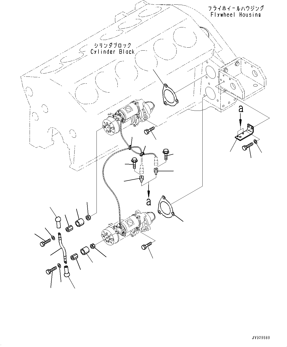 Engines Komatsu / SAA12V140E-3B S/N 502254-505076 (For HD785-7)(0000502C) / Starting Motor, Mounting (#502254-)(F009002 : A6210-002002)