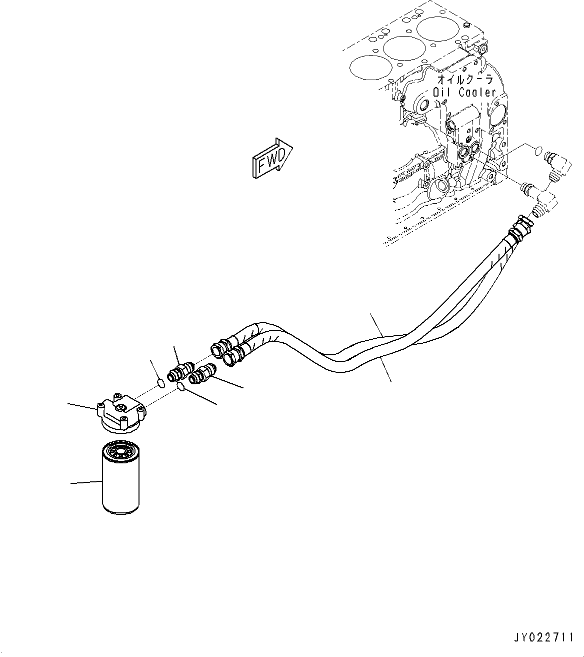 Komatsu parts book diagram for SAA6D107E-1A S/N 26546230-UP (For BR380JG-1E0): ENGINE OIL FILTER AND PIPING,  (#26546230-26599784)