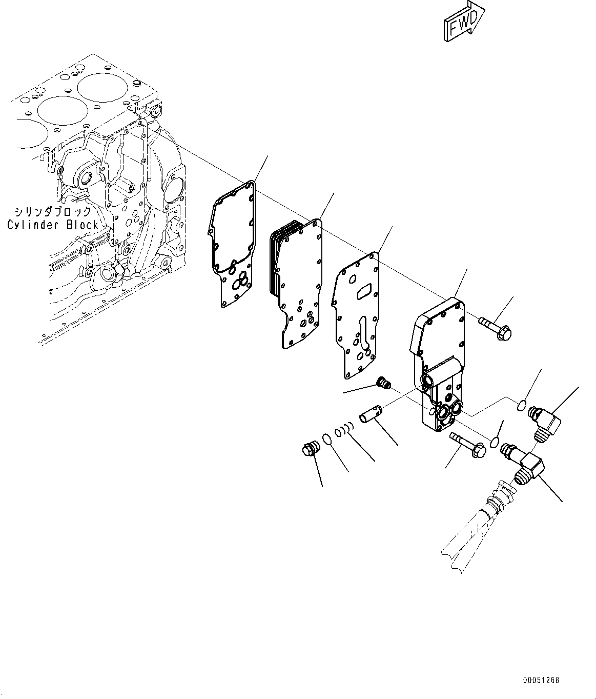 Komatsu parts book diagram for SAA6D107E-1A S/N 26546230-UP (For BR380JG-1E0): ENGINE OIL COOLER (#26546230-)