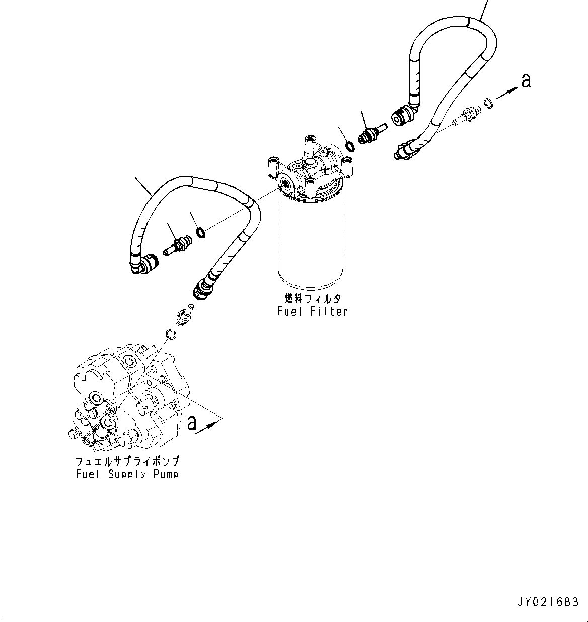 Komatsu parts book diagram for SAA6D107E-1A S/N 26546230-UP (For BR380JG-1E0): FUEL FILTER PIPING (#26546230-)