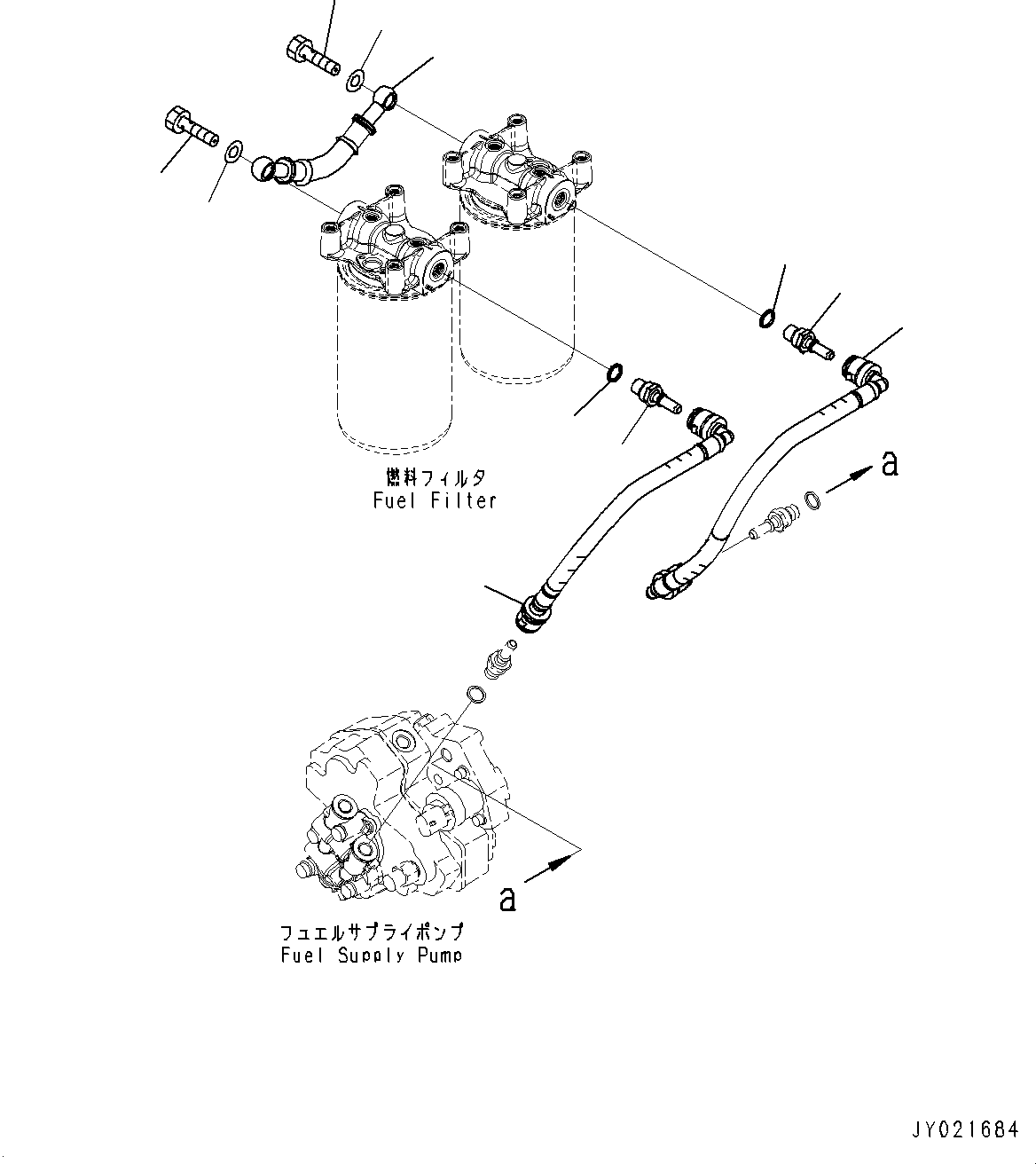 Komatsu parts book diagram for SAA6D107E-1A S/N 26546230-UP (For BR380JG-1E0): FUEL FILTER PIPING (#26546230-)