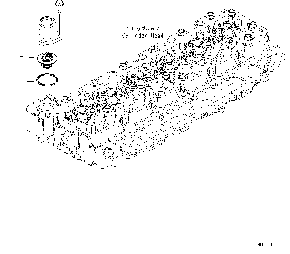 Komatsu parts book diagram for SAA6D107E-1A S/N 26546230-UP (For BR380JG-1E0): THERMOSTAT (#26546230-)