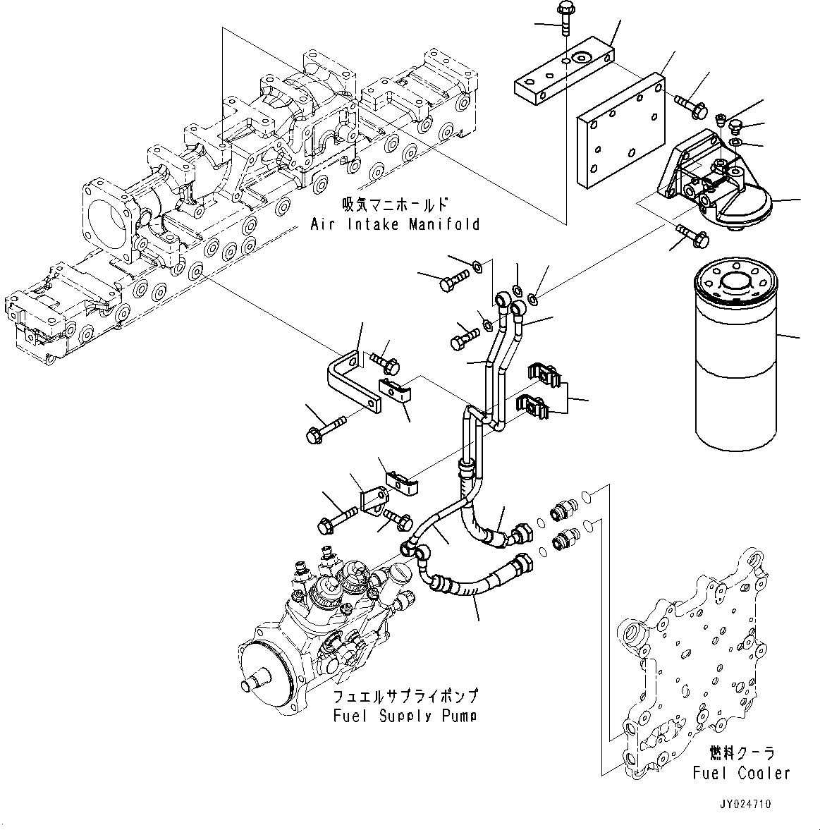 Engines Komatsu / SAA6D125E-5G S/N 567239-UP (For BR580JG-1)(0000513c) / Fuel Supply Pump, Mounting (1/2) (#567239-)(D003001 : A4010-001001)