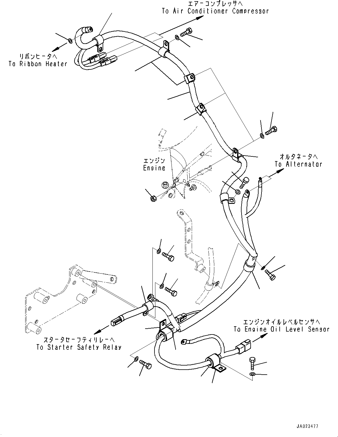 Wheel Loaders Komatsu / WA470-6 S/N 90216-UP(0000530c) / Engine Wiring Harness, Wiring Harness (1/2) (#90216-)(B005001 : B0110-010001)