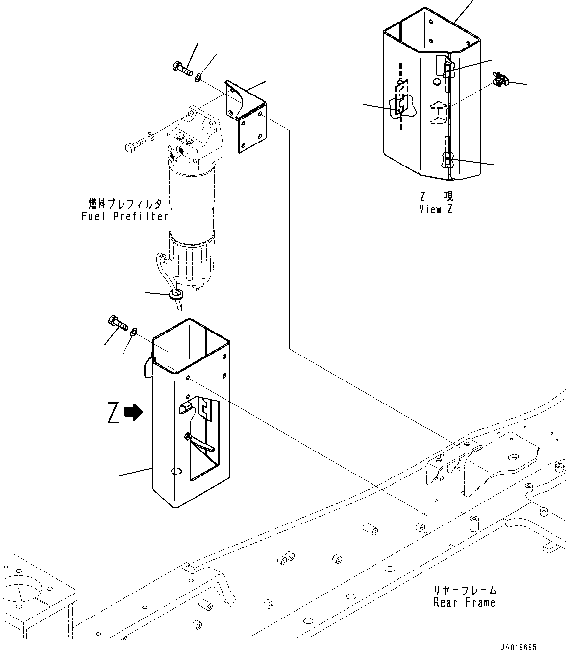 Wheel Loaders Komatsu / WA470-6 S/N 90216-UP(0000530c) / Fuel Tank, Fuel Prefilter Mounting (#90216-)(D003005 : D0100-004005)