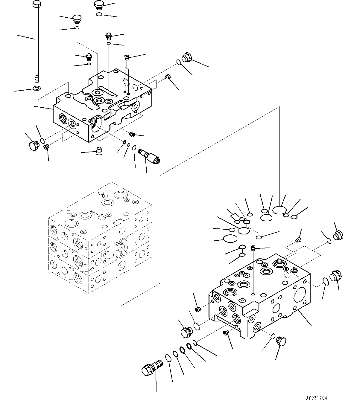 Wheel Loaders Komatsu / WA480-6 S/N 90216-UP(0000532c) / Hydraulic Oil Control Valve, 3-Valve (1/8) (#90216-90837)(H008001 : H0120-012001)