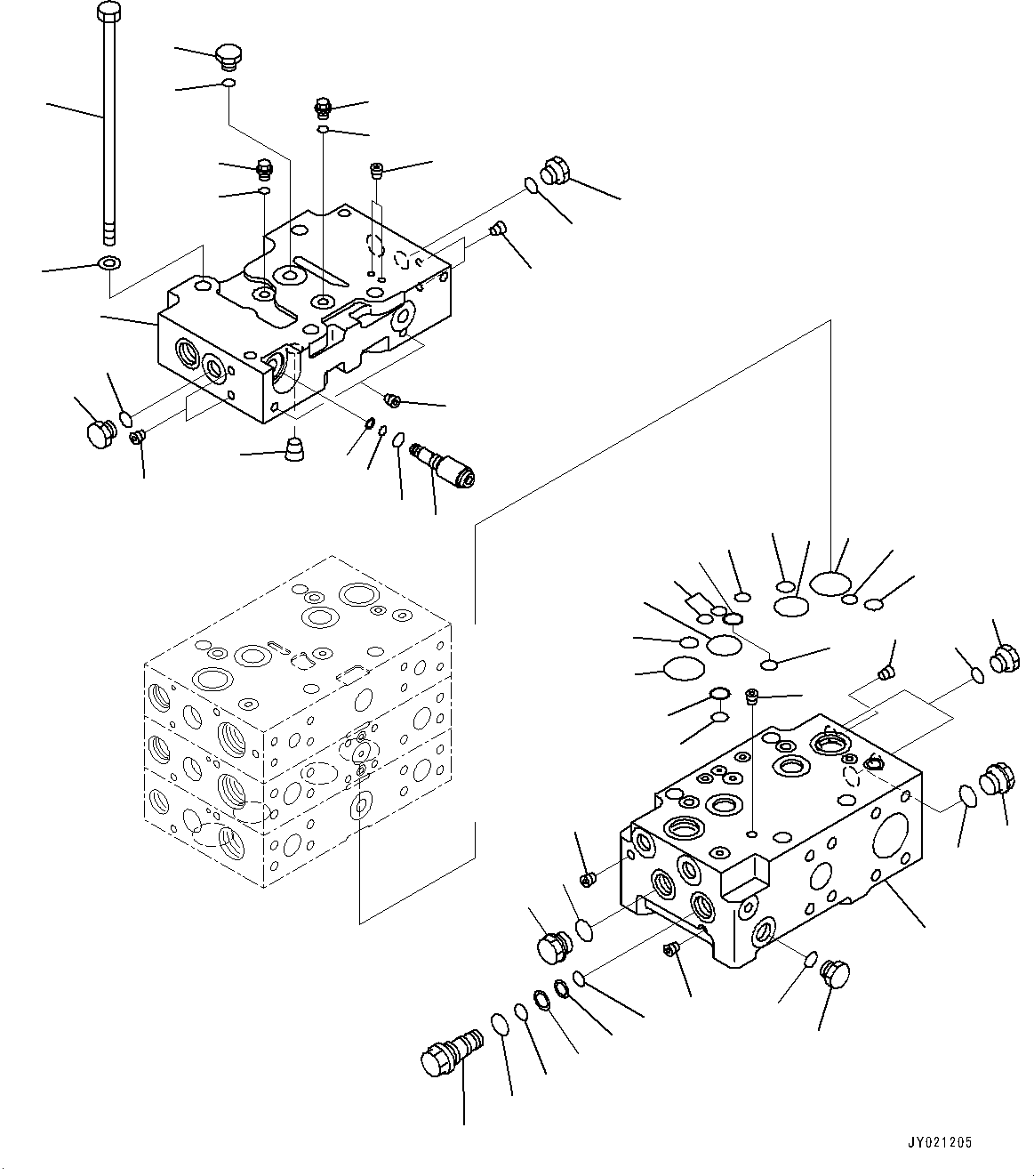Wheel Loaders Komatsu / WA480-6 S/N 90216-UP(0000532c) / Hydraulic Oil Control Valve, 3-Valve (1/8) (#90838-)(H008002 : H0120-012001A)