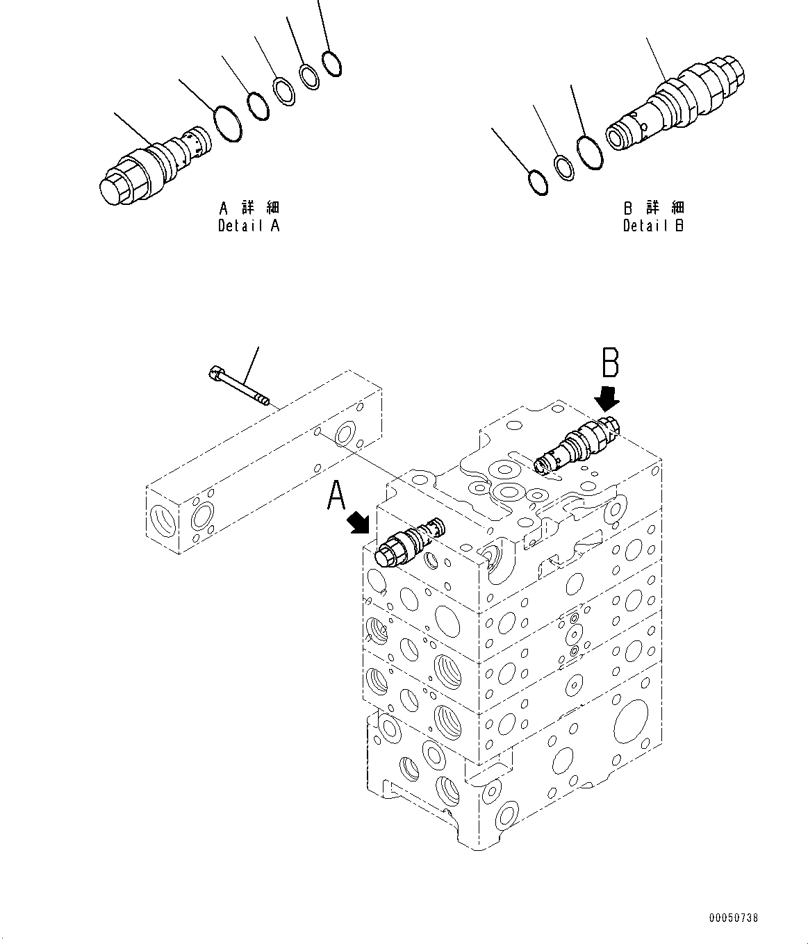 Wheel Loaders Komatsu / WA480-6 S/N 90216-UP(0000532c) / Hydraulic Oil Control Valve, 3-Valve (2/8) (#90216-91299)(H008003 : H0120-012002)